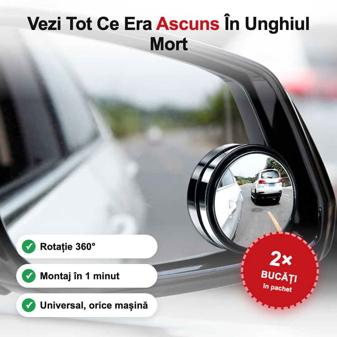 Set 2 Oglinzi Auto 360° pentru Unghi Mort – Vizibilitate Completă în Trafic